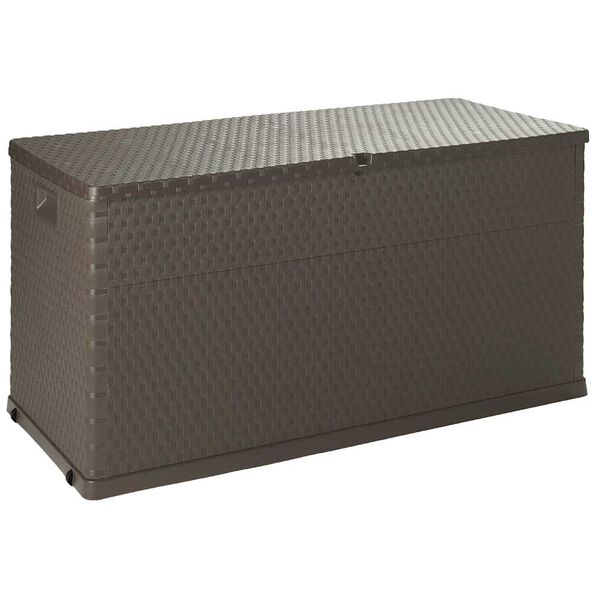vidaXL Caja de almacenamiento de jard&iacute;n marr&oacute;n rat&aacute;n PP 120x56x63 cm