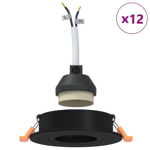 vidaXL Foco 12 pcs Negro 9 x 9 x 2 cm Aluminio