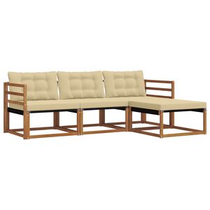 vidaXL Conjunto de sof&aacute;s de exterior 4 uds. 4 plaza Natural y Beige