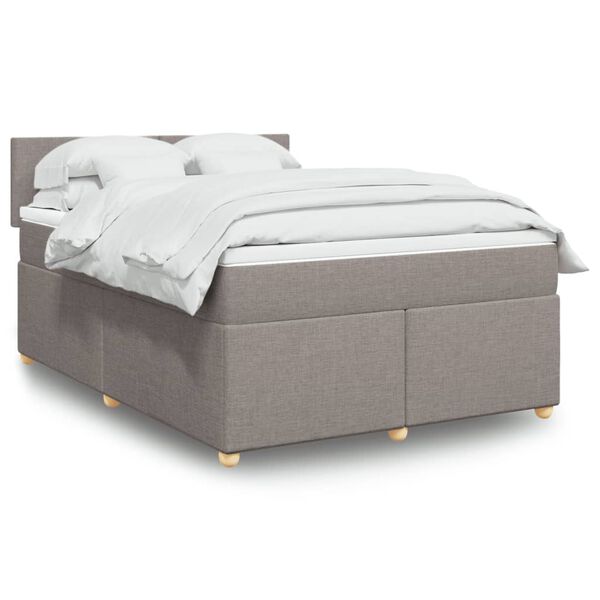 vidaXL Cama box spring con colch&oacute;n tela gris taupe 160x200 cm