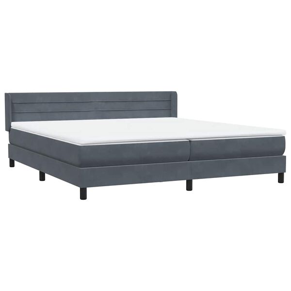 vidaXL Cama box spring con colch&oacute;n terciopelo gris oscuro 180x220 cm