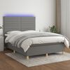 vidaXL Cama box spring colch&oacute;n y luces LED tela gris oscuro 140x190 cm