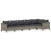 vidaXL Set de muebles de jard&iacute;n 6 pzas y cojines rat&aacute;n sint&eacute;tico gris