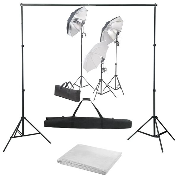vidaXL Kit de estudio fotográfico con set de luces y fondo
