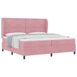 vidaXL Cama tipo Box Spring con colch&oacute;n Rosa 200 x 200 cm Poli&eacute;ster