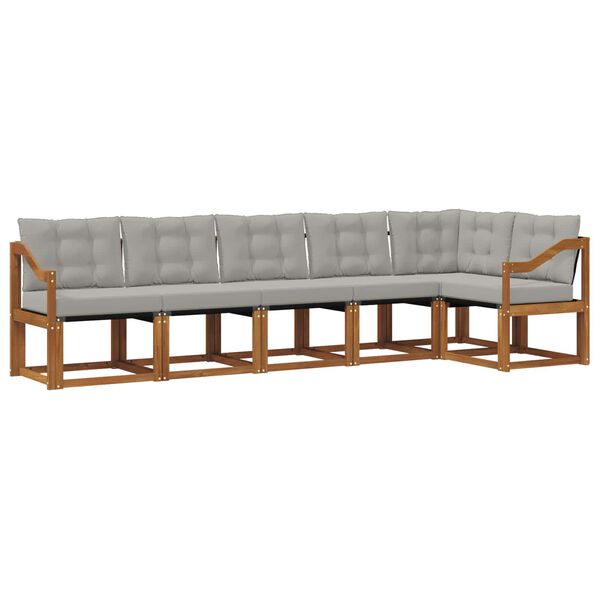 vidaXL Conjunto de sof&aacute;s de exterior 6 pcs Gris Natural y Claro