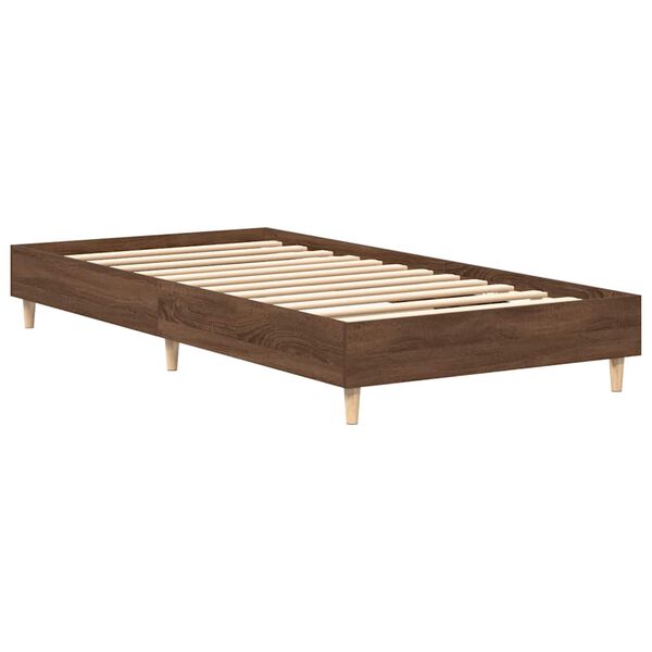 vidaXL Estructura de cama sin colch&oacute;n madera marr&oacute;n roble 90x200 cm