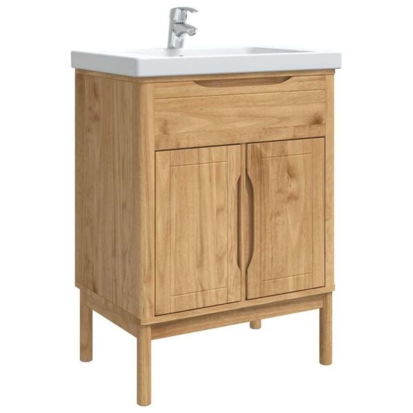 vidaXL Mueble de lavabo para ba&ntilde;o FLORO Marr&oacute;n cera 60 x 40 x 80 cm