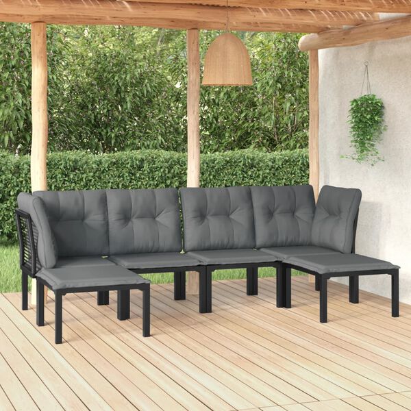 vidaXL Juego de muebles de jardín 6 pzas ratán sintético negro y gris