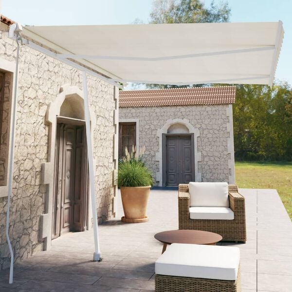 vidaXL Toldo de pie manual retr&aacute;ctil crema 350x250 cm