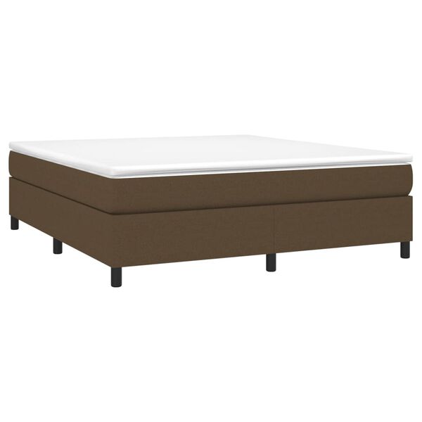 vidaXL Cama box spring con colch&oacute;n tela marr&oacute;n oscuro 180x200 cm