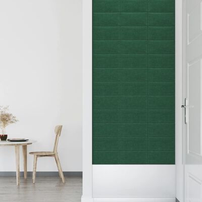 vidaXL Paneles de pared 12 uds tela verde oscuro 30x15 cm 0,54 m²