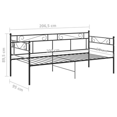 vidaXL Estructura de sofá cama de metal negro 90x200 cm