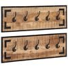 vidaXL Percheros 2 uds madera maciza de mango rugosa 80x8x25 cm