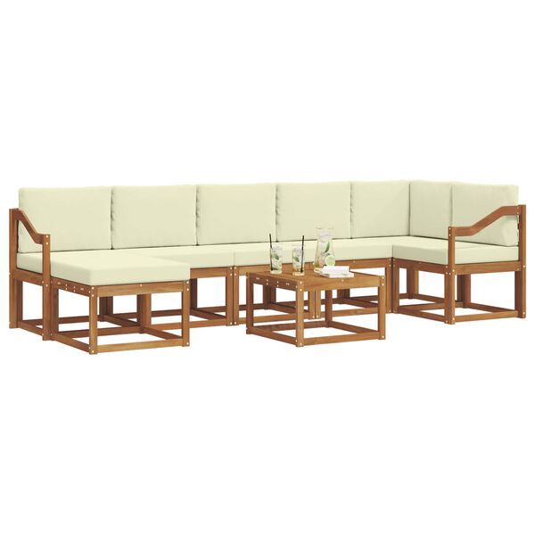 vidaXL Conjunto de sof&aacute;s de exterior con coj&iacute;n 8 pcs Natural y Crema