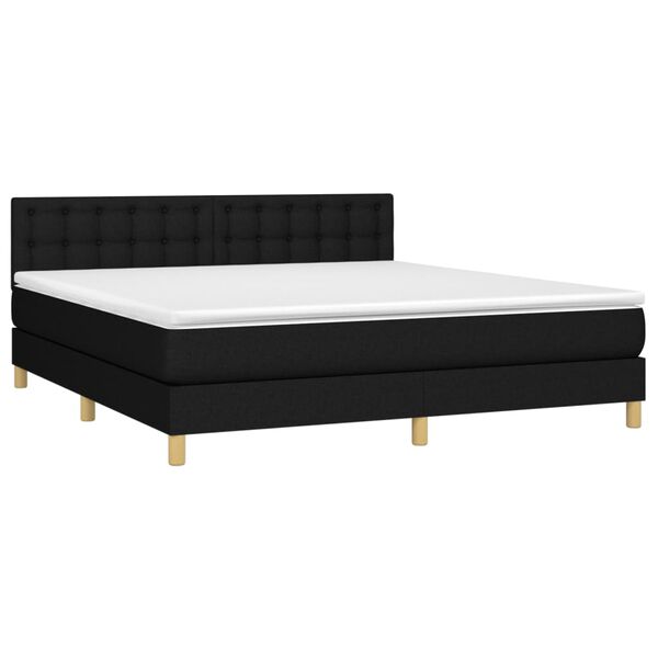 vidaXL Cama box spring con colch&oacute;n LED tela negro 180x200 cm