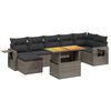 vidaXL Set de sof&aacute;s de jard&iacute;n 8 pzas y cojines rat&aacute;n sint&eacute;tico gris