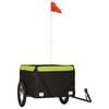 vidaXL Remolque para bicicleta hierro negro y verde 45 kg