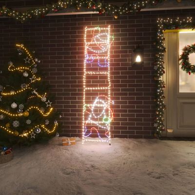 vidaXL Figura plegable de Papá Noel en escalera con 552 LEDs 50x200 cm