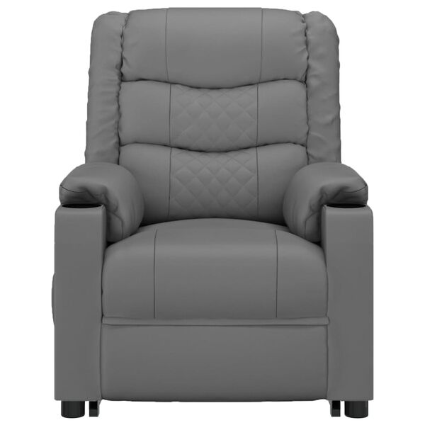 vidaXL Sill&oacute;n de masaje elevable cuero sint&eacute;tico gris