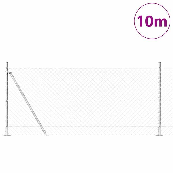 vidaXL Poste de Valla Plateado 10 x 1 m (malla de 40 x 40 mm) Acero