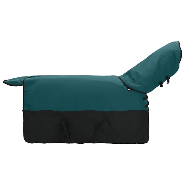 vidaXL Manta para Caballo Verde Oscuro y Negro 115 cm Poli&eacute;ster