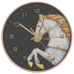 vidaXL Reloj de pared poliestireno y cristal dorado y blanco &Oslash;29,5 cm