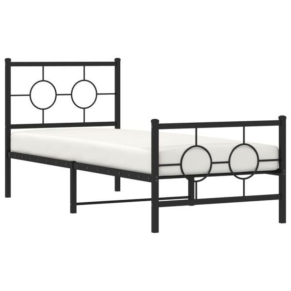 vidaXL Estructura cama sin colchón con estribo metal negro 75x190 cm