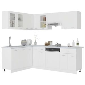 vidaXL Conjunto de armarios de cocina "Lyon" de 11 piezas de madera de ingenier&iacute;a blanca
