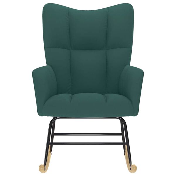 vidaXL Silla mecedora de tela verde oscura