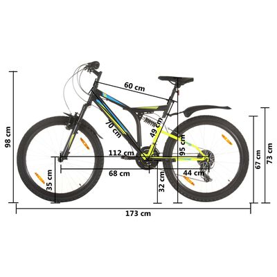 vidaXL Bicicleta montaña 21 velocidades 26 pulgadas rueda 49 cm negro