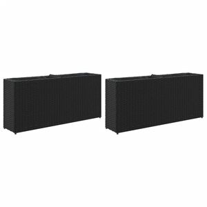 vidaXL Jardineras con 2 maceteros 2 uds rat&aacute;n PE negro 90x20x40 cm