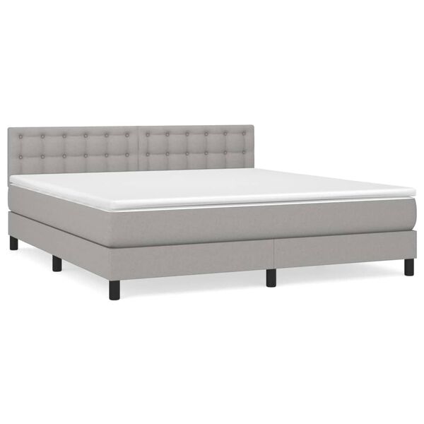 vidaXL Cama box spring con colch&oacute;n tela gris claro 160x200 cm