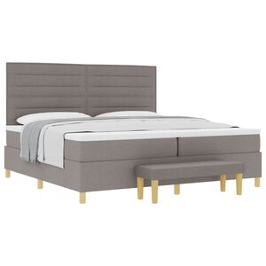 vidaXL Cama tipo Box Spring con colch&oacute;n Taup&eacute; 200 x 200 cm tela