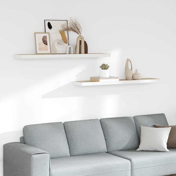 vidaXL Estante flotante pared 2 uds MDF roble y blanco 120x23,5x3,8 cm
