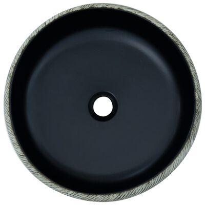 vidaXL Lavabo sobre encimera redondo cerámica negro y gris Φ41x14 cm