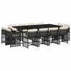 vidaXL Set comedor de jard&iacute;n con cojines 13 pzas rat&aacute;n sint&eacute;tico negro