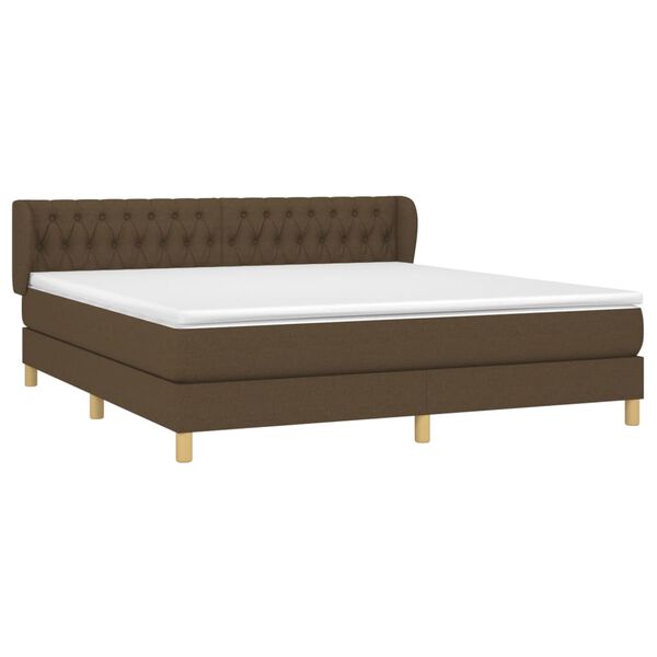 vidaXL Cama box spring con colch&oacute;n tela marr&oacute;n oscuro 180x200 cm