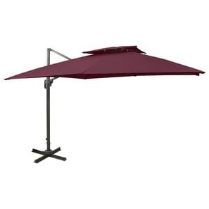 vidaXL Sombrilla jard&iacute;n voladiza cubierta doble rojo burdeos 300x300cm