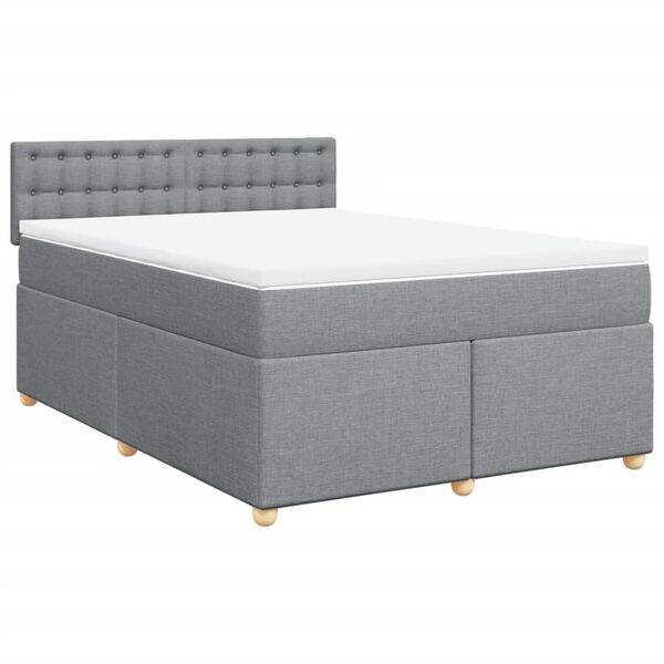 vidaXL Cama box spring con colch&oacute;n tela gris claro 140x190 cm