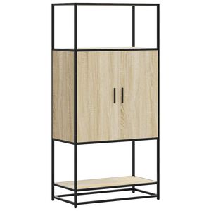 vidaXL Aparador alto madera de ingenier&iacute;a y metal Sonoma 68x35x139 cm