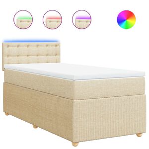vidaXL Cama box spring con colch&oacute;n tela color crema 80x200 cm