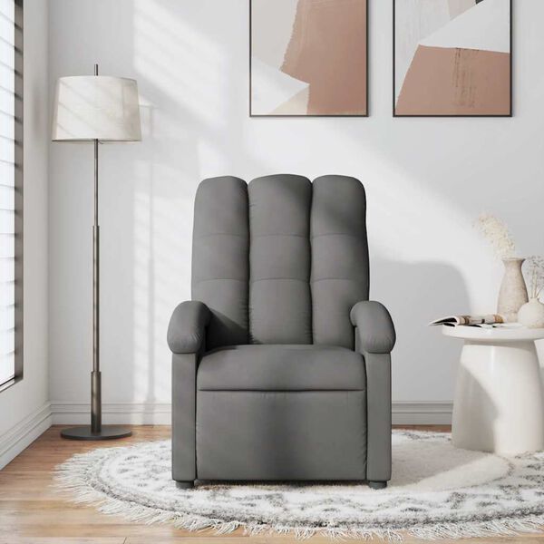 vidaXL Sill&oacute;n de masaje reclinable de tela gris oscuro