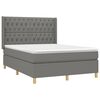 vidaXL Cama box spring colch&oacute;n y luces LED tela gris oscuro 140x190 cm