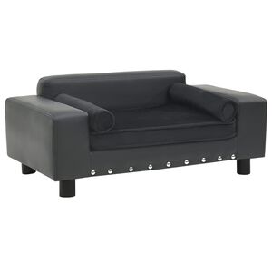 vidaXL Sof&aacute; para perros felpa y cuero sint&eacute;tico gris oscuro 81x43x31cm