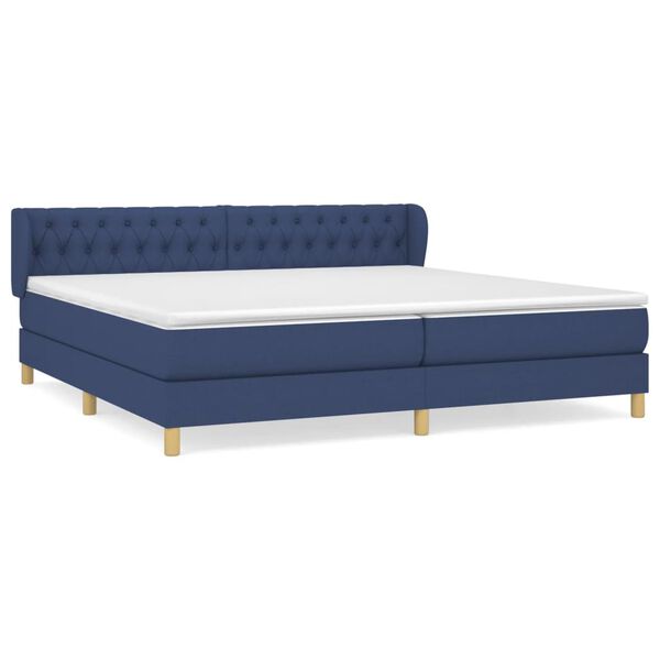 vidaXL Cama box spring con colch&oacute;n tela azul 200x200 cm