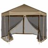 vidaXL Carpa desmontable hexagonal paredes gris taupe 3,6x3,1m 220g/m&sup2;