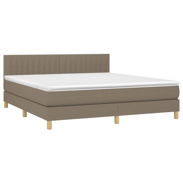 vidaXL Cama box spring con colch&oacute;n LED tela gris taupe 180x200 cm