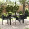 vidaXL Conjunto de Comedor de Jard&iacute;n 5 pcs Negro Rat&aacute;n sint&eacute;tico