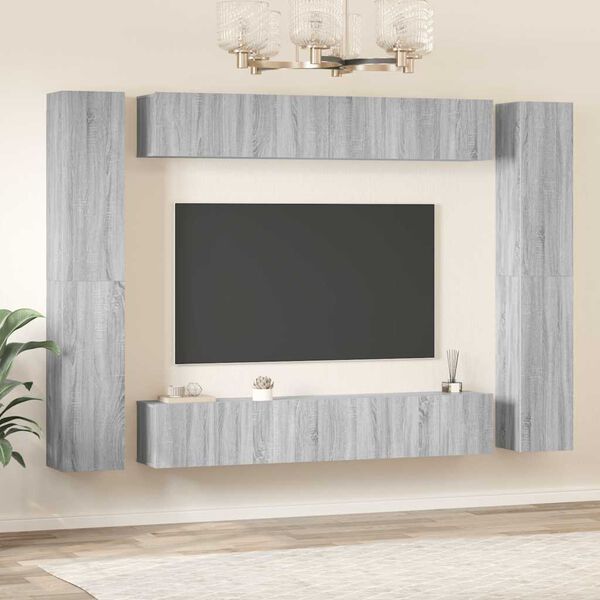 vidaXL Set de muebles para TV 10 pzas madera contrachapada gris Sonoma